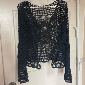 Black Crochet Cardigan
